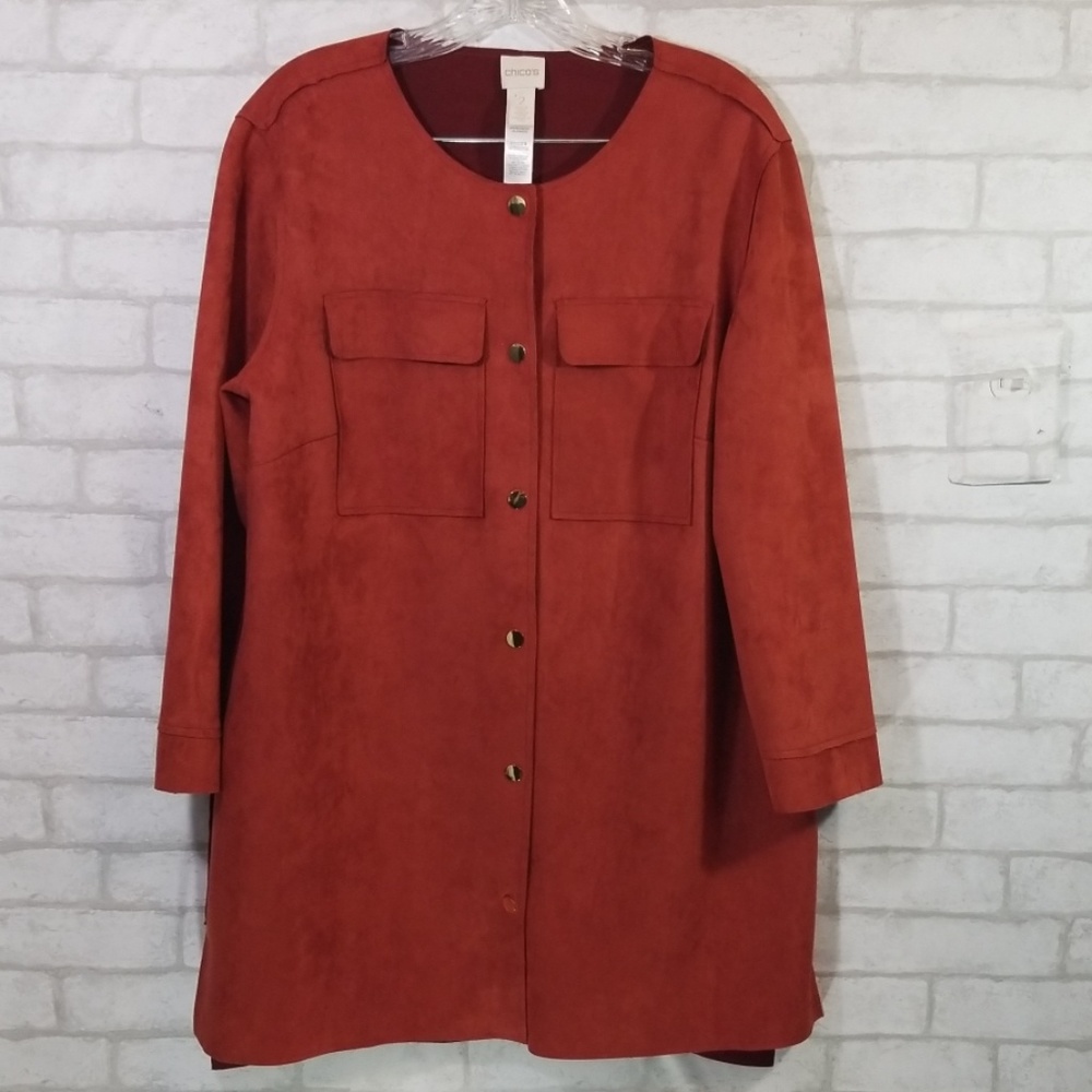 Chicos Button Down Jacket Orange Size 2 - image 1